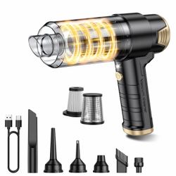 Handheld Car Vacuum Cleaner Cordless, 16000PA Hand Held Vacuum Portable, 2 in 1 Air Duster and Mini Vacuum Cleaner Rechargeable with LED, Multi-Nozzle