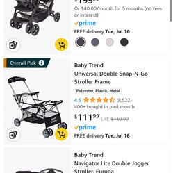 Baby Trend Double Stroller Like New