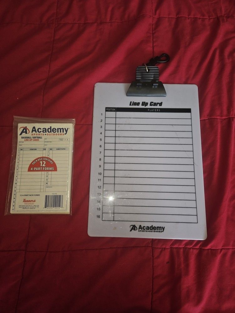 BASEBALL/ SOFTBALL LINE UP CARDS AND CLIP BOARD