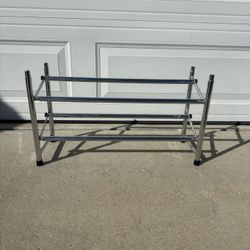 2 Tier Expandable Shoe Rack 24”-46” Wide - Silver/Chrome