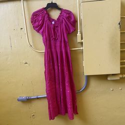 Women’s Smocked Midi Dress with Puff Sleeves