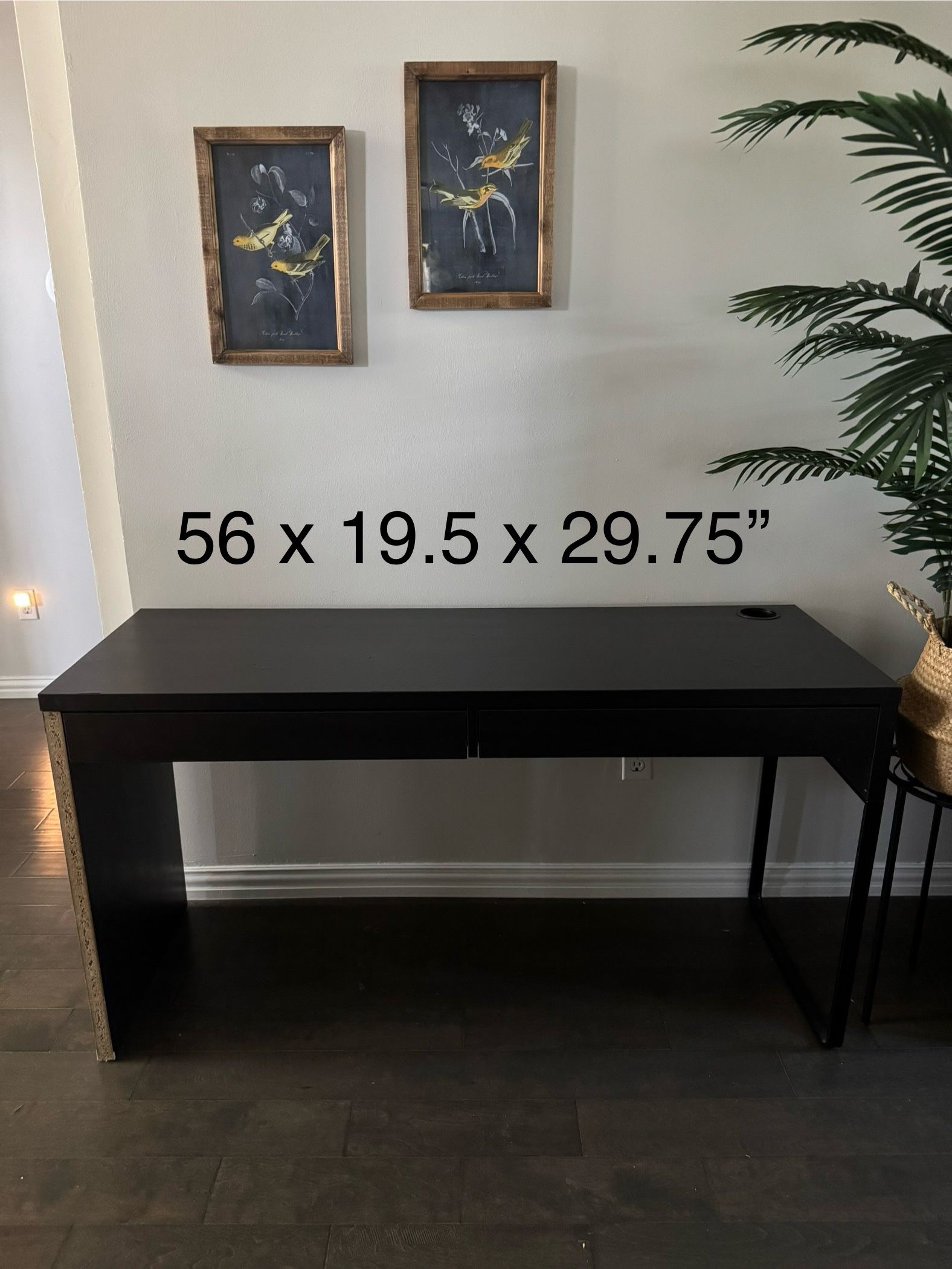 Long Black Desk With Drawers 