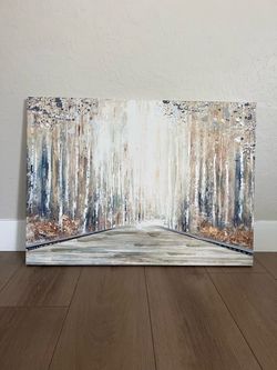 36x26 Forest Landscape-Tall Trees w/ a Misty Path Canvas Artwork