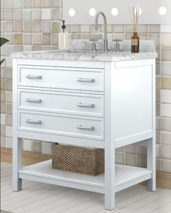 Brand New 31'Inch Bathroom Vanity w Sink Marble Countertop