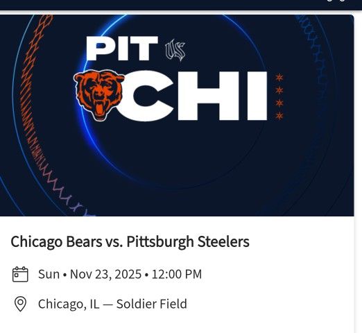 4 Tickets Chicago Bears Vs Pittsburgh Steelers