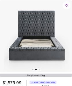 Grey King Size Bed Frame With Storage