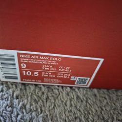 Nike Air Max Solo Summit White Size 9 Male, 10.5 Female