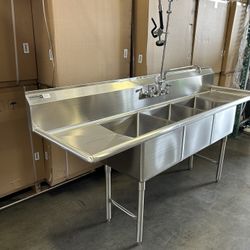 New Stainless Steel Commercial Compartment Sinks NSF 