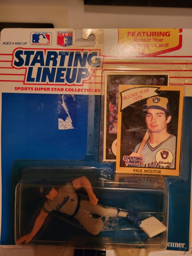 Vintage Starting Lineup Paul Molitor Collectors Card And Action Figure Set.