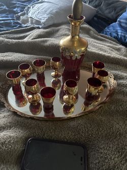 Vintage Venetian glass decanter set,
