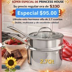 Sartencito Baño María Especial $100.00 De 2.75 Qt Prepara Avenas Salsas Atoles Variedad De Comoidas Acero Inoxidable Princess House Ventas Finales