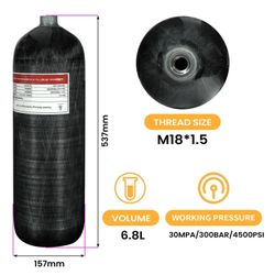 6.8l tuxing carbon fiber air tank w regulator hose and carry bag