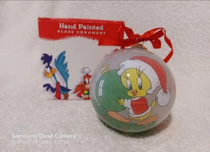 Vintage Looney tunes hand painted glass christmas ornament