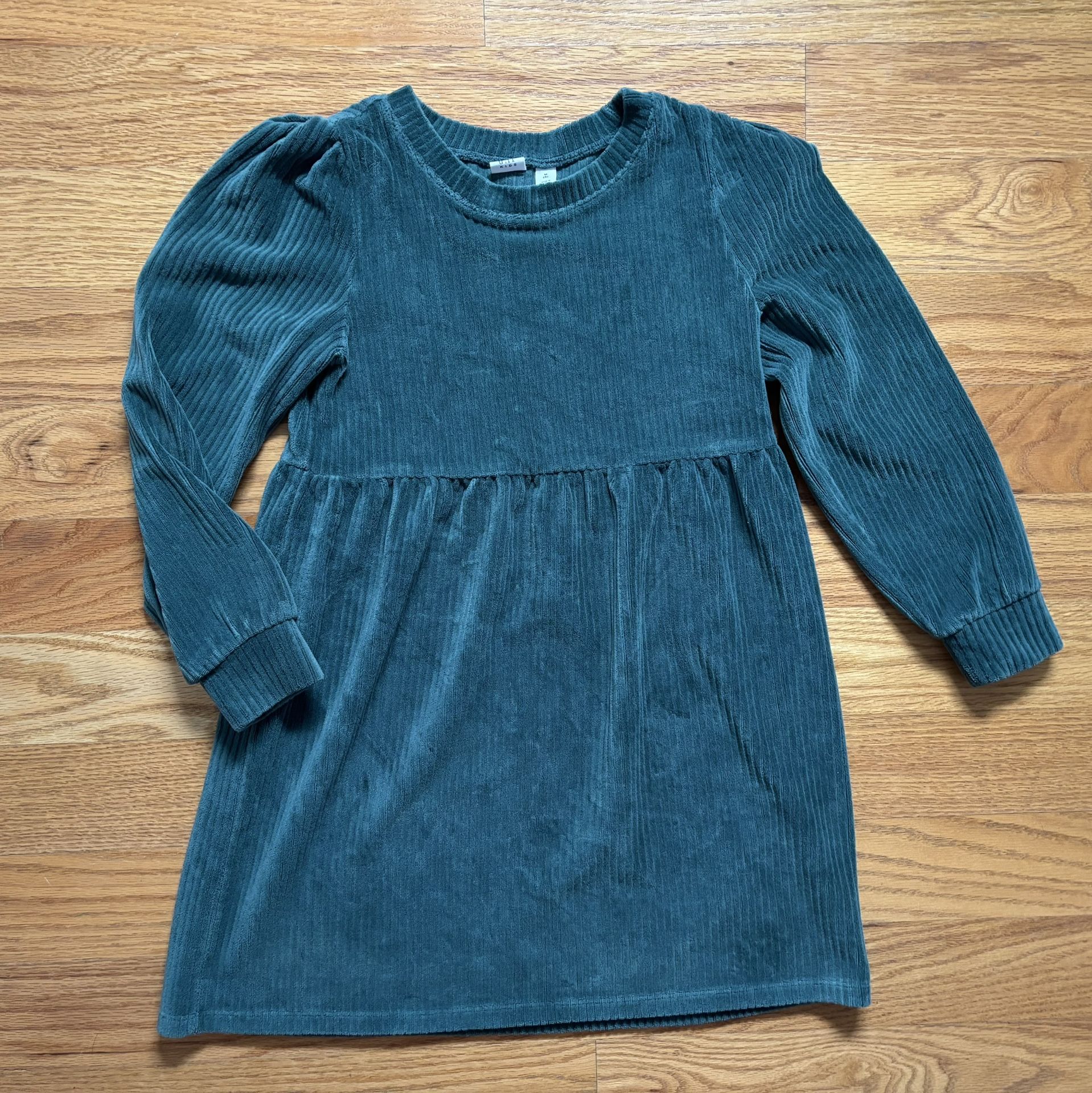 Gap Kids Green Ribbed Velour Skater Dress - M (8)