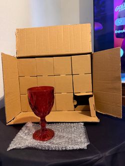 12 count Red Diamond-Cut Glass Goblet