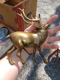 Elk Reindeer Deer Solid Brass Statue