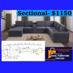 🌺FREE DELIVERY🌺Brand New USB/ Power Sectional Sofa Couch 