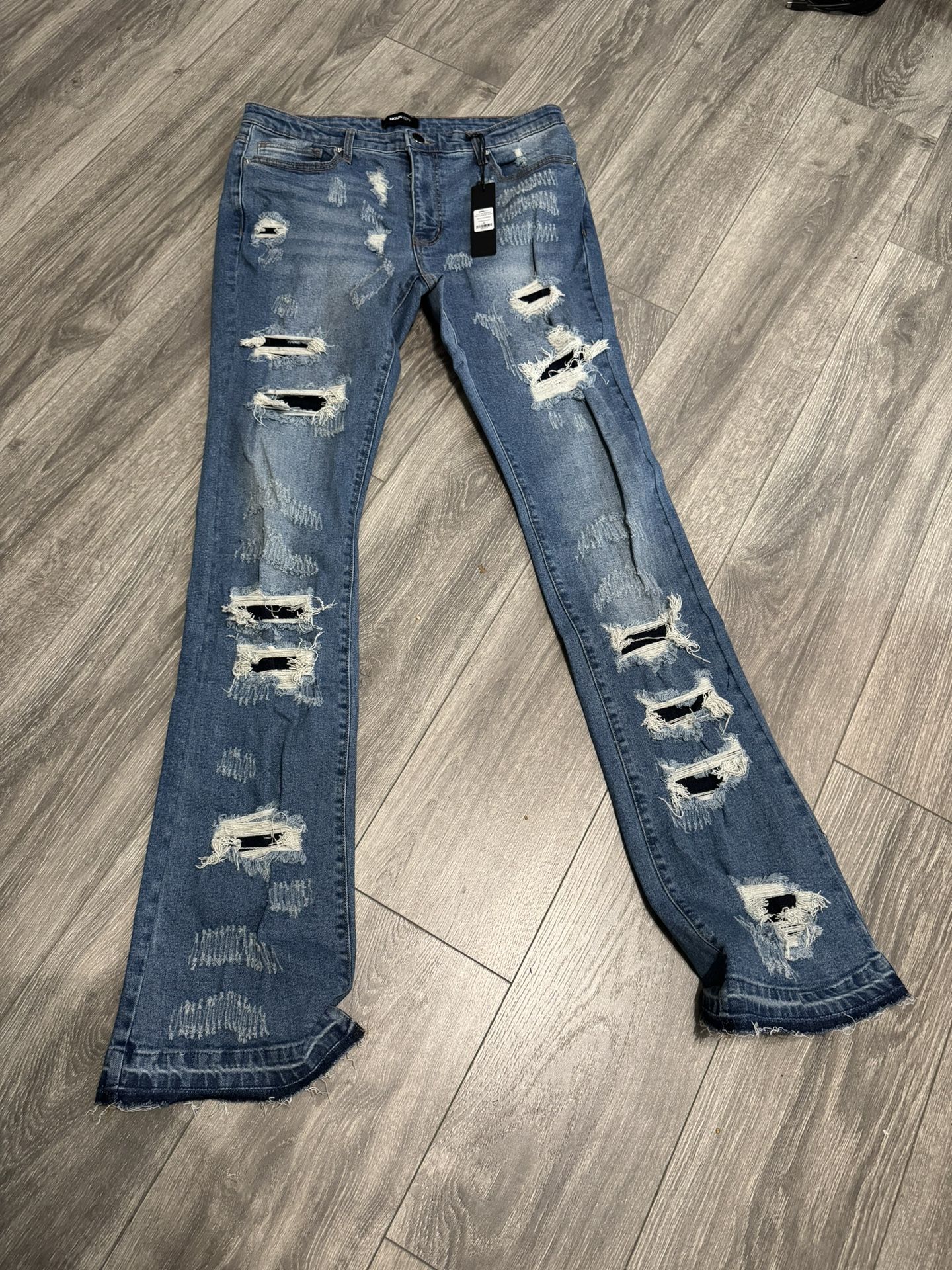 Stacked Denim Flare Jeans