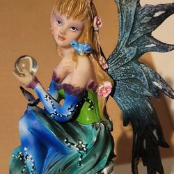 Blue Bird & Fairy Statue 
