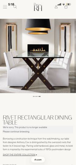 RH Rivet Rectangular Dining Table