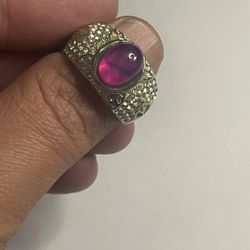 Vintage Star Ruby Silver Ring