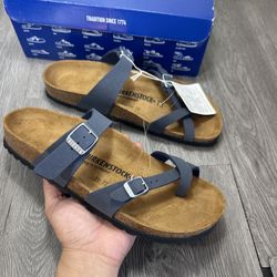 Birkenstock Mayari Navy Blue Leather  Size 42/US 11 Birko-Flor