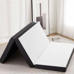 Tri-fold Memory Foam Mattress - 4 Inch Single Size Portable Bed Pad