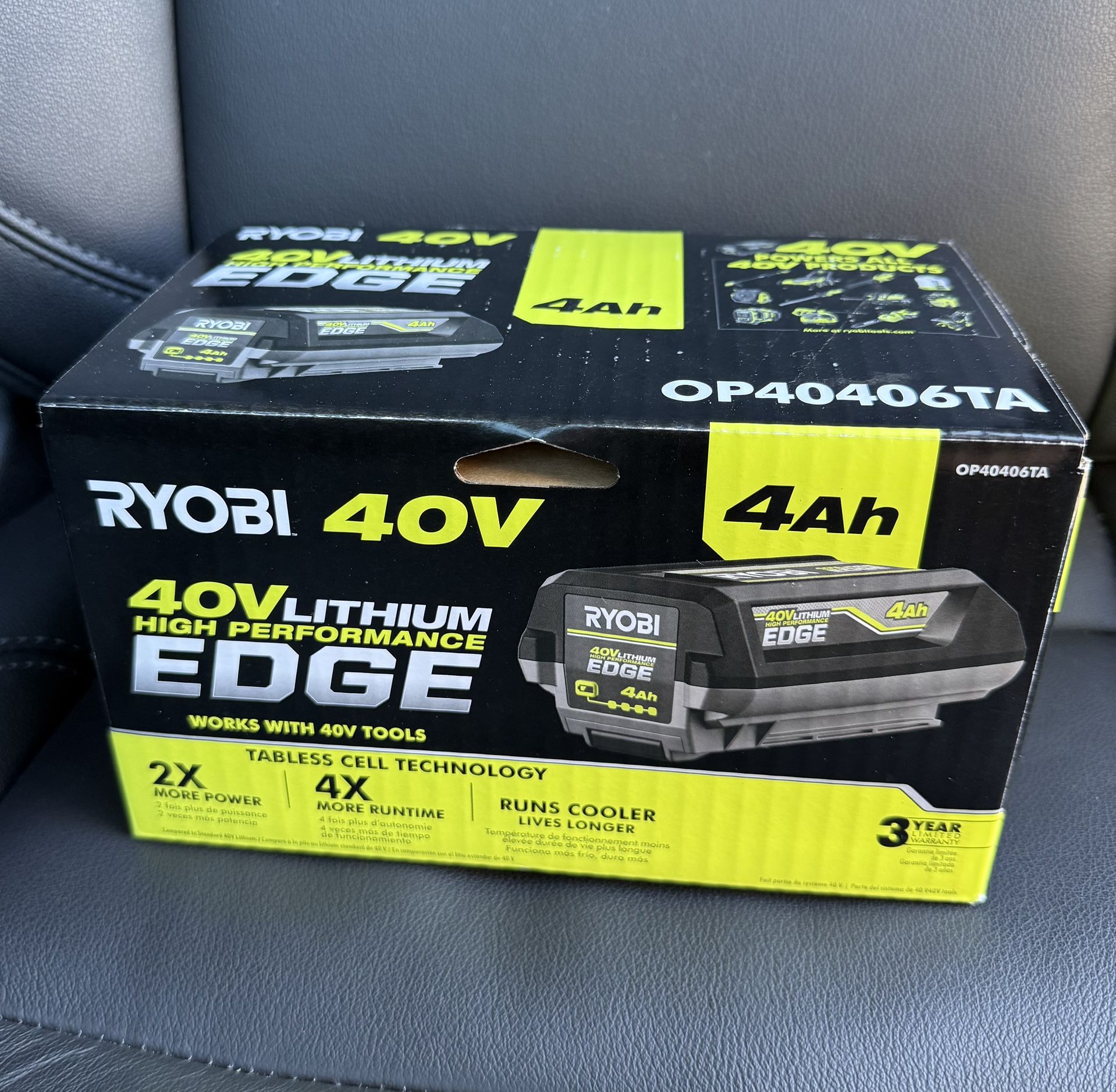 RYOBI 40V Ah Lithium Ion High Performance EDGE Battery $199