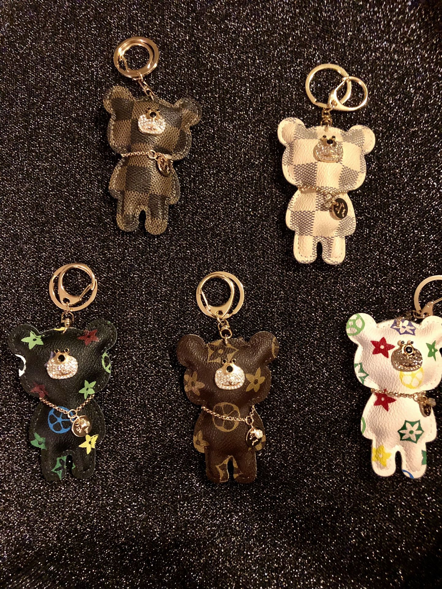 Bear With Rhinestones 4” Bag charm / keychains