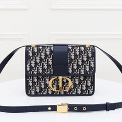 Blue Oblique Jacquard 30 Montaigne Bag           9.5 x 6.5 x 3 inches