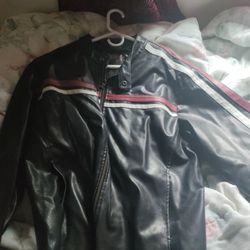 Leather black jacket sweater 