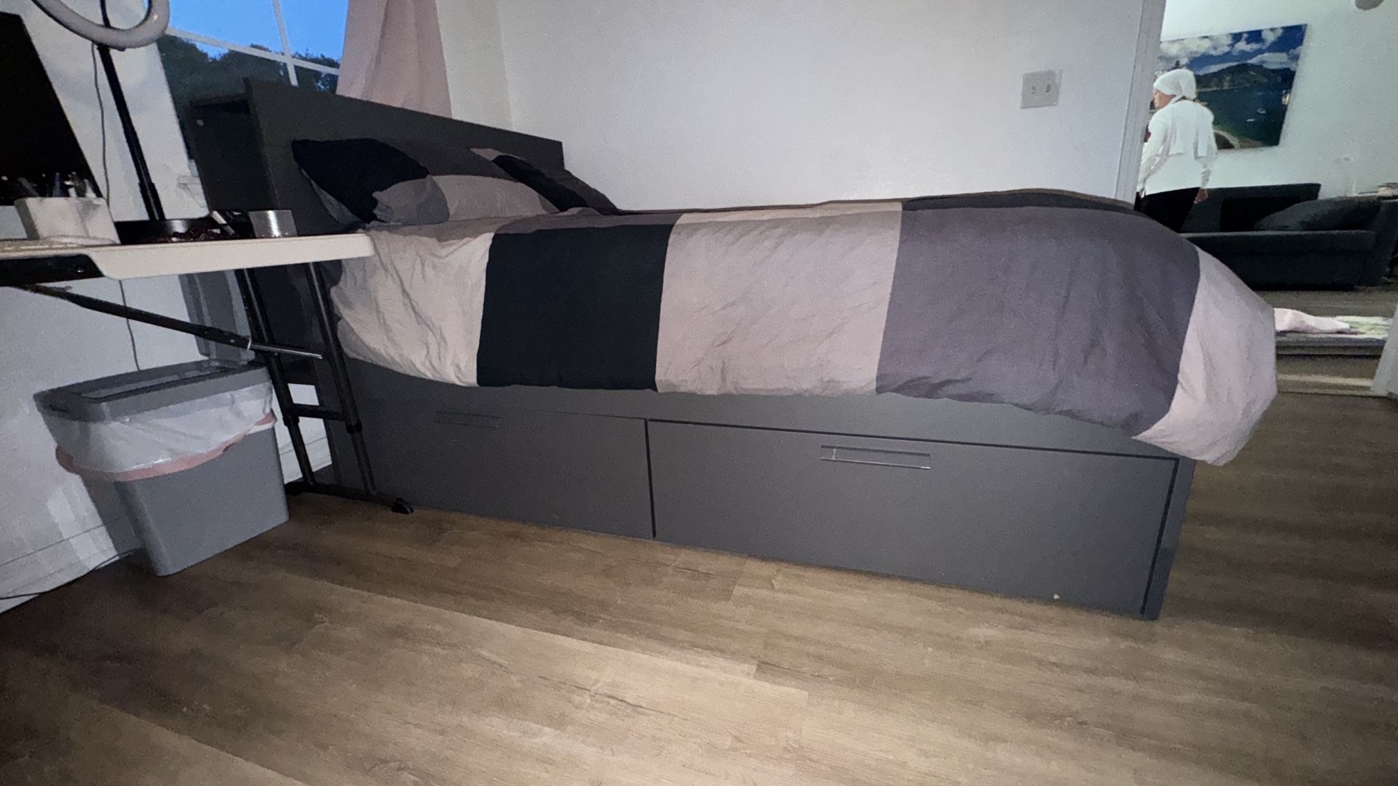 2 IKEA Gray Full Size Bed And Mattress