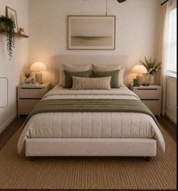 Full size upholstered platform bed