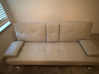 White Faux Leather Futon Sofa Bed