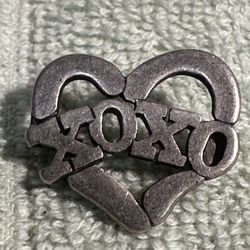 XOXO Heart Brooch
