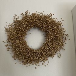 Natural Dried Flax Everlasting Wreath 