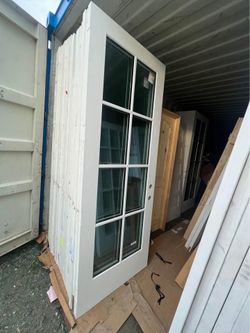 White French Door with Glass Panels