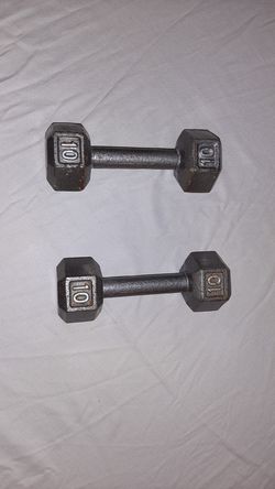Set Of 10 Pound Cast Iron Dumbbells