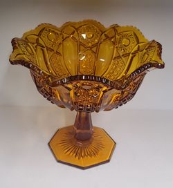 Beautiful Vintage L.E. Smith Amber Glass Compote