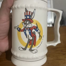 Vintage Warner Bros Bugs Bunny Uncle Sam Mug Stein 1976 Patriotic Collectible
