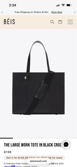 Beis Large Work Tote in Black Croc