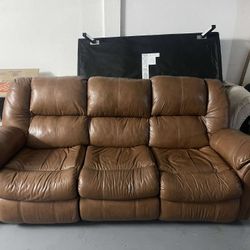 Reclining Recline Sofa Couch Seater Real Leather Was $2,000