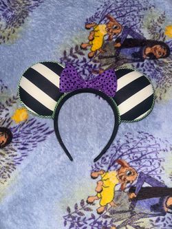 Mickey Mouse Ears Headband Black White Striped