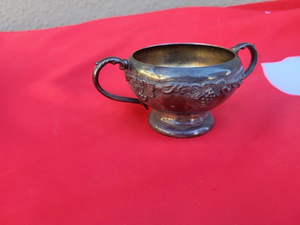 2"  Vintage Old English Silverplate Open Sugar Pot