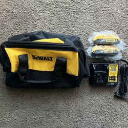 Dewalt 2 Battery, Charger And Tool Bag Combo (Brand New)