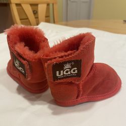 UGG Baby Toddler Boots Red Suede Sheepskin Warm Winter Shoes