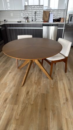47” Round dining table and 2 chairs