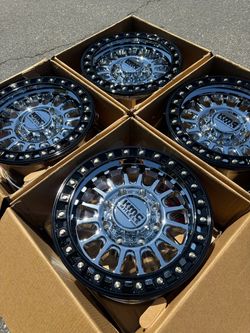 KMC KM552 IMS Wheels Triple Chrome Plated With Gloss Black Rings 18x9 8x170 ET 0