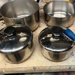 FOUR REVERE POTS/TWO WITH LIDS