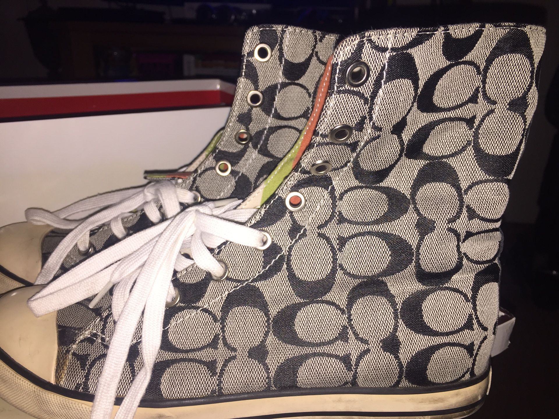 Coach Tennis shoes high tops. Size 8.5 in very good condition. $60.00.